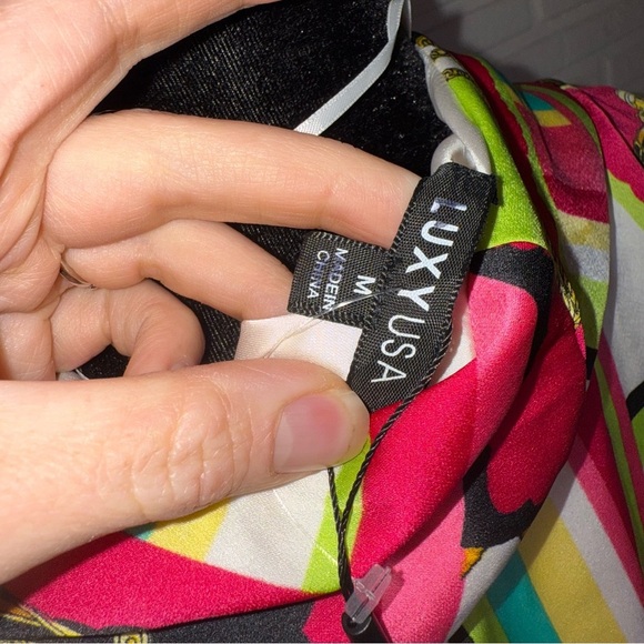 Luxy USA Colorful Print Tie Waist Kimono Women’s Size Medium - Picture 9 of 12